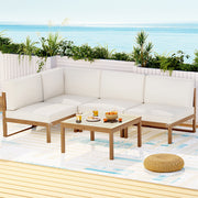 Gardeon 4-Seater Outdoor Sofa Set Wooden Lounge Setting 5PCS - Homecoze