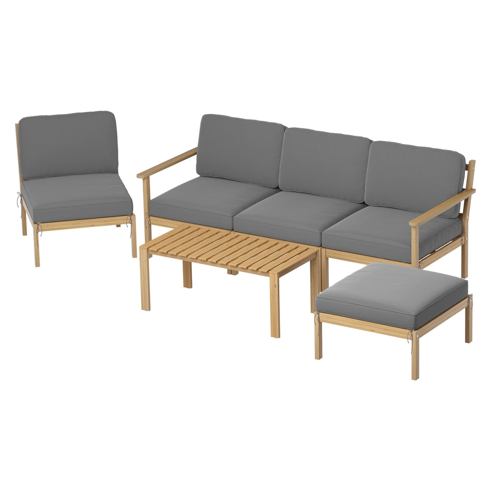 Gardeon 5-Seater Outdoor Sofa Set Wooden Lounge Setting 6PCS - Homecoze