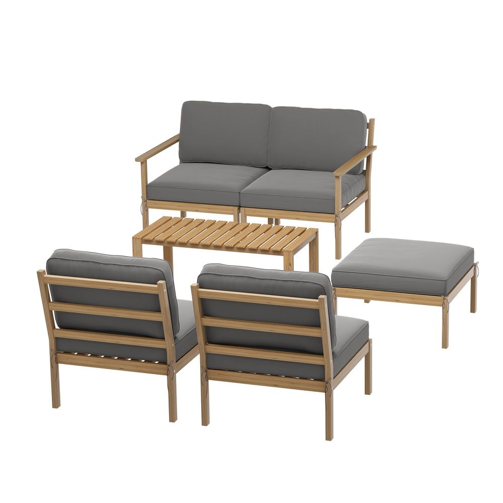Gardeon 5-Seater Outdoor Sofa Set Wooden Lounge Setting 6PCS - Homecoze
