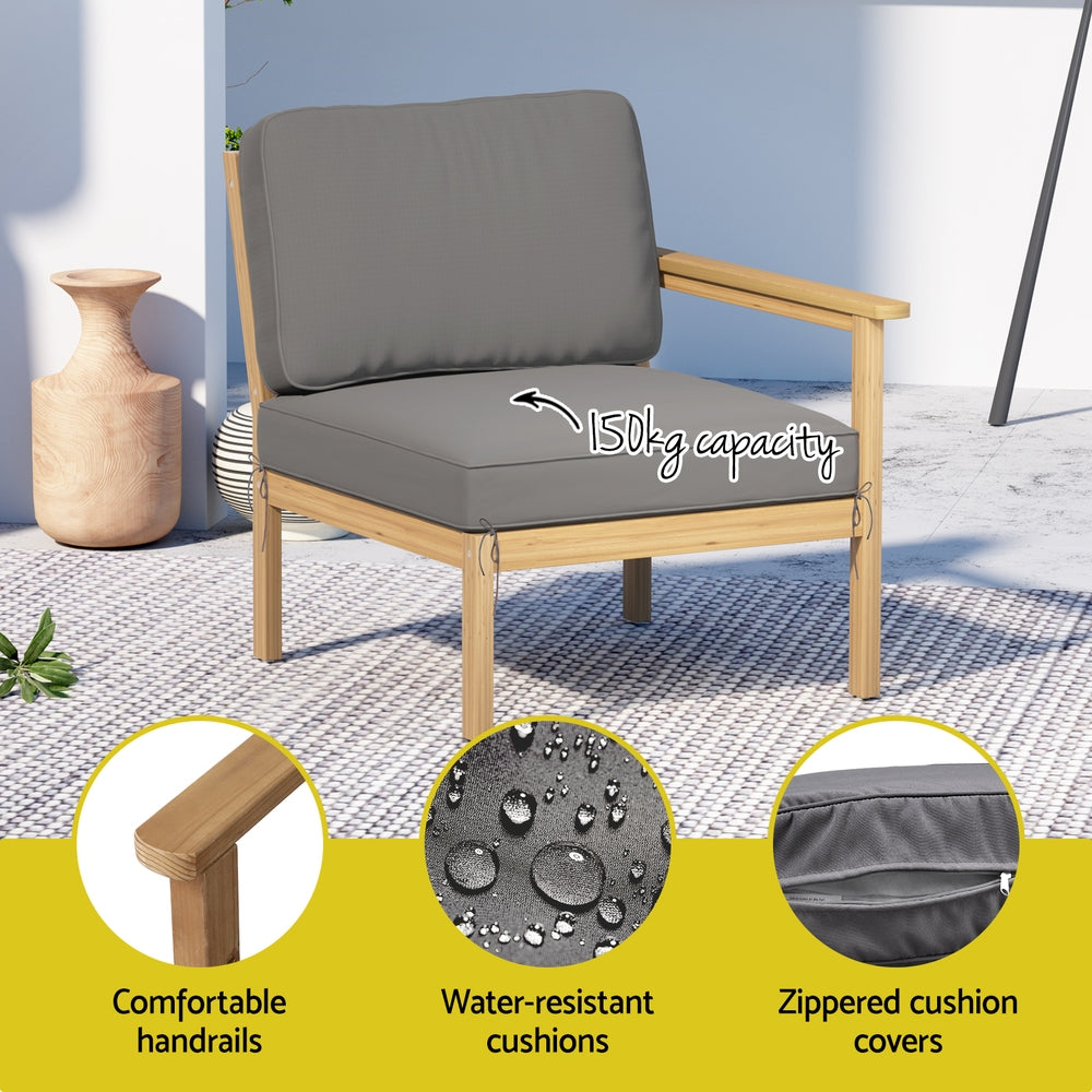 Gardeon 5-Seater Outdoor Sofa Set Wooden Lounge Setting 6PCS - Homecoze