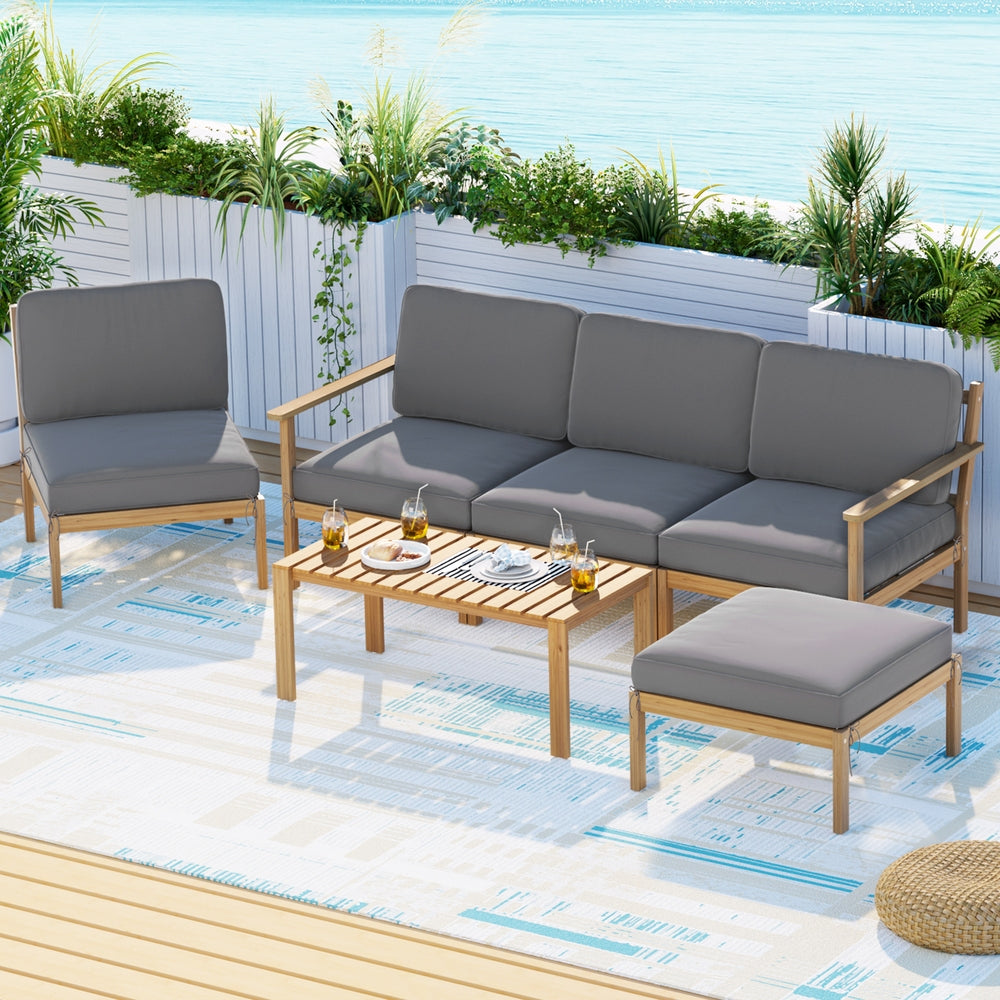 Gardeon 5-Seater Outdoor Sofa Set Wooden Lounge Setting 6PCS - Homecoze