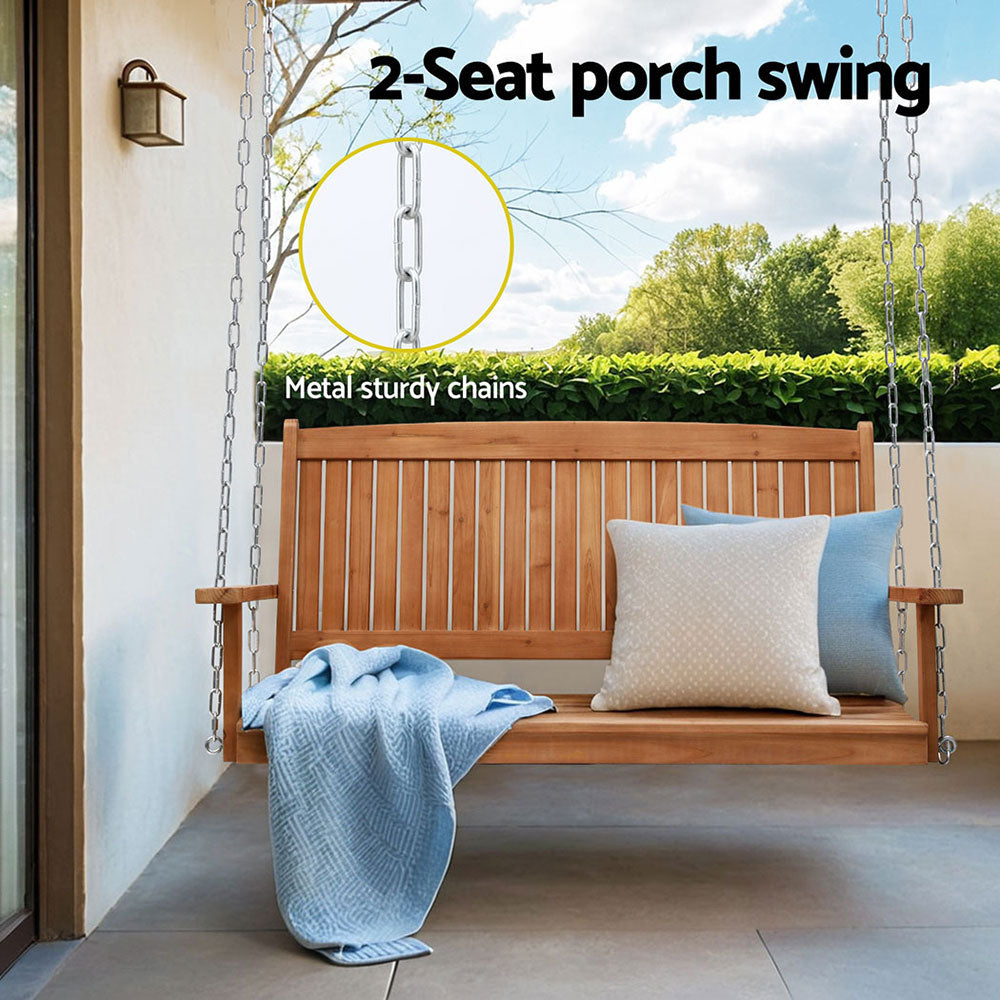 Elena (2 Seater) Outdoor Garden Bench Swing - Teak - Homecoze