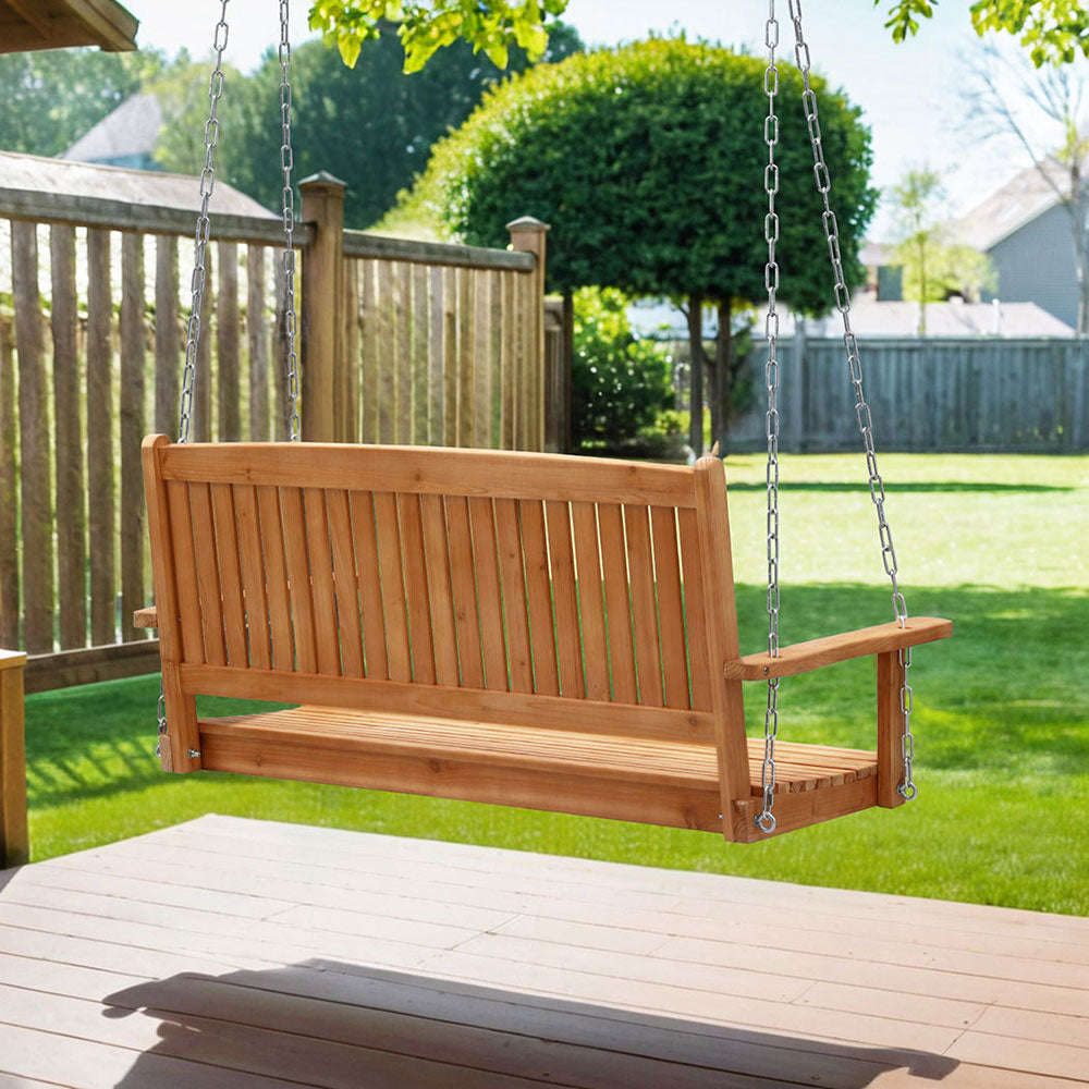 Elena (2 Seater) Outdoor Garden Bench Swing - Teak - Homecoze