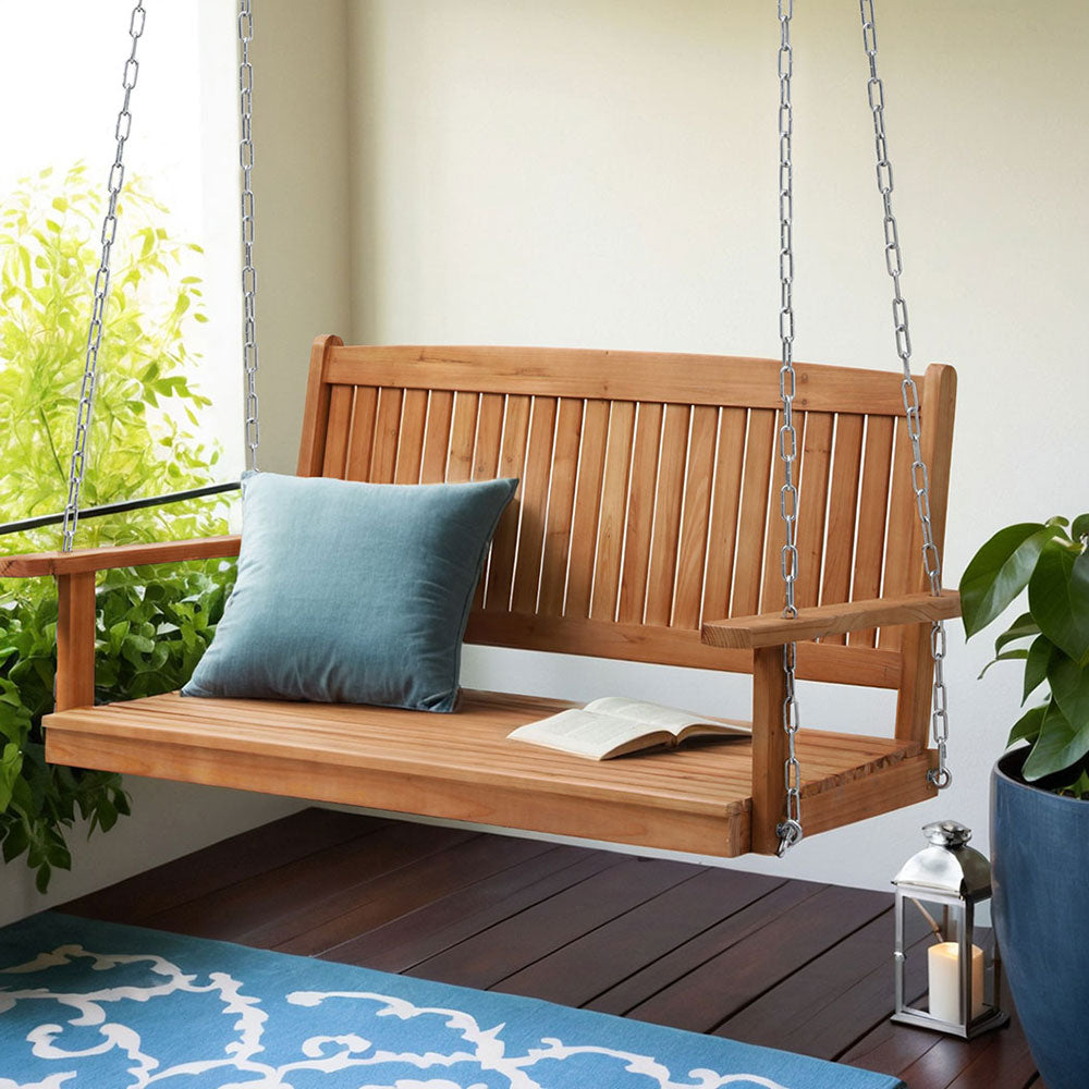 Elena (2 Seater) Outdoor Garden Bench Swing - Teak - Homecoze
