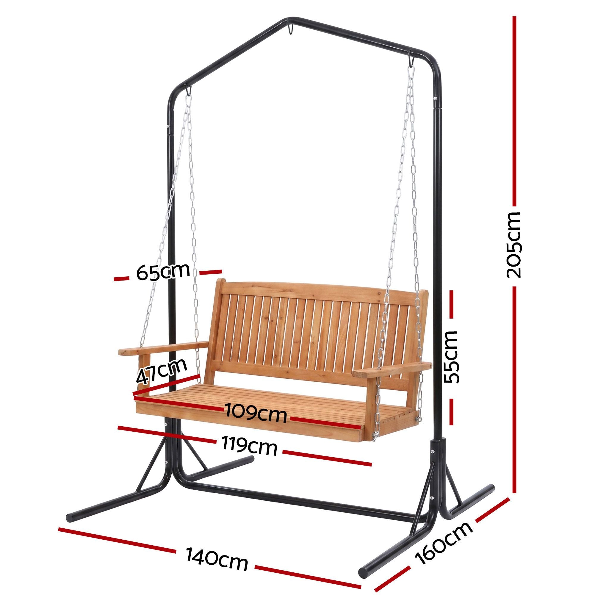 Elena (2 Seater) Outdoor Garden Bench Swing with Stand - Teak