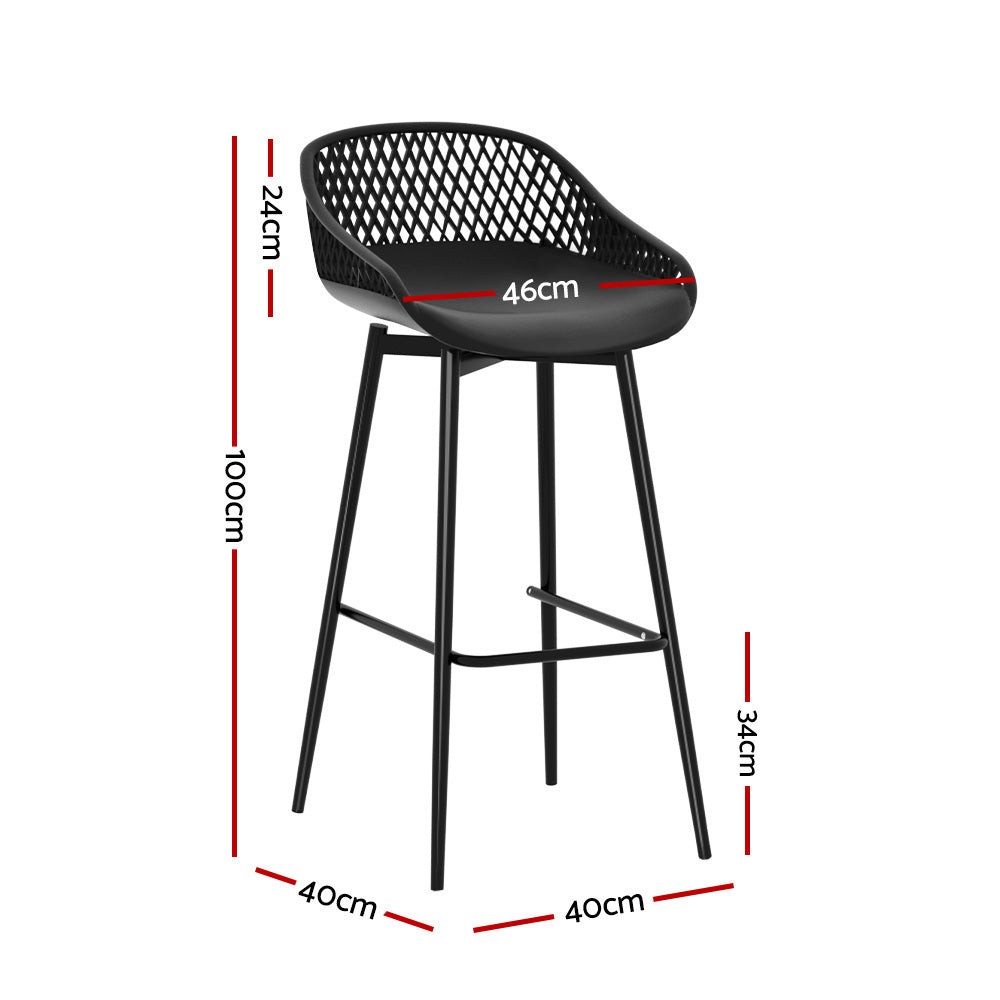 Arlo (Set of 2) Outdoor Bar Stools 76cm - Black - Homecoze