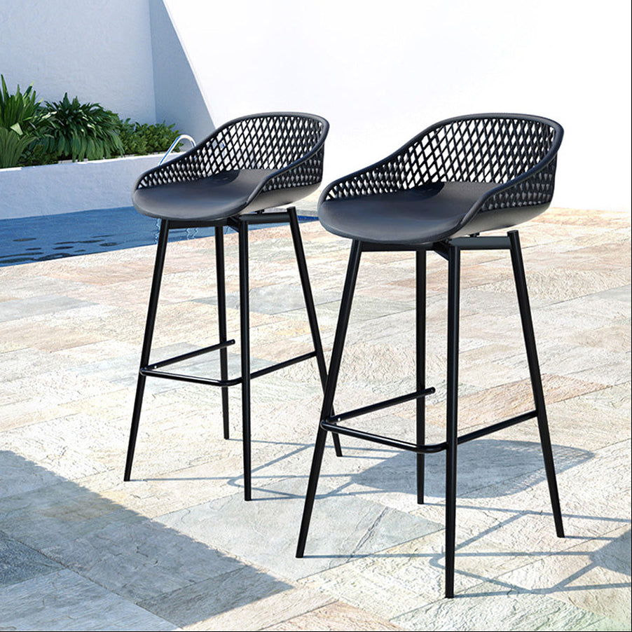 Arlo (Set of 2) Outdoor Bar Stools 76cm - Black - Homecoze