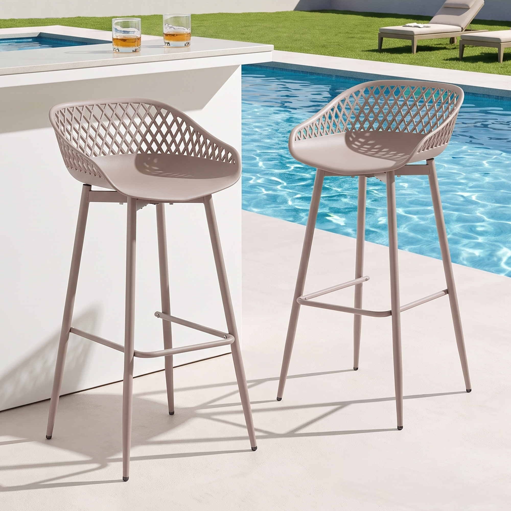 Arlo (Set of 2) Outdoor Bar Stools 76cm - Coffee