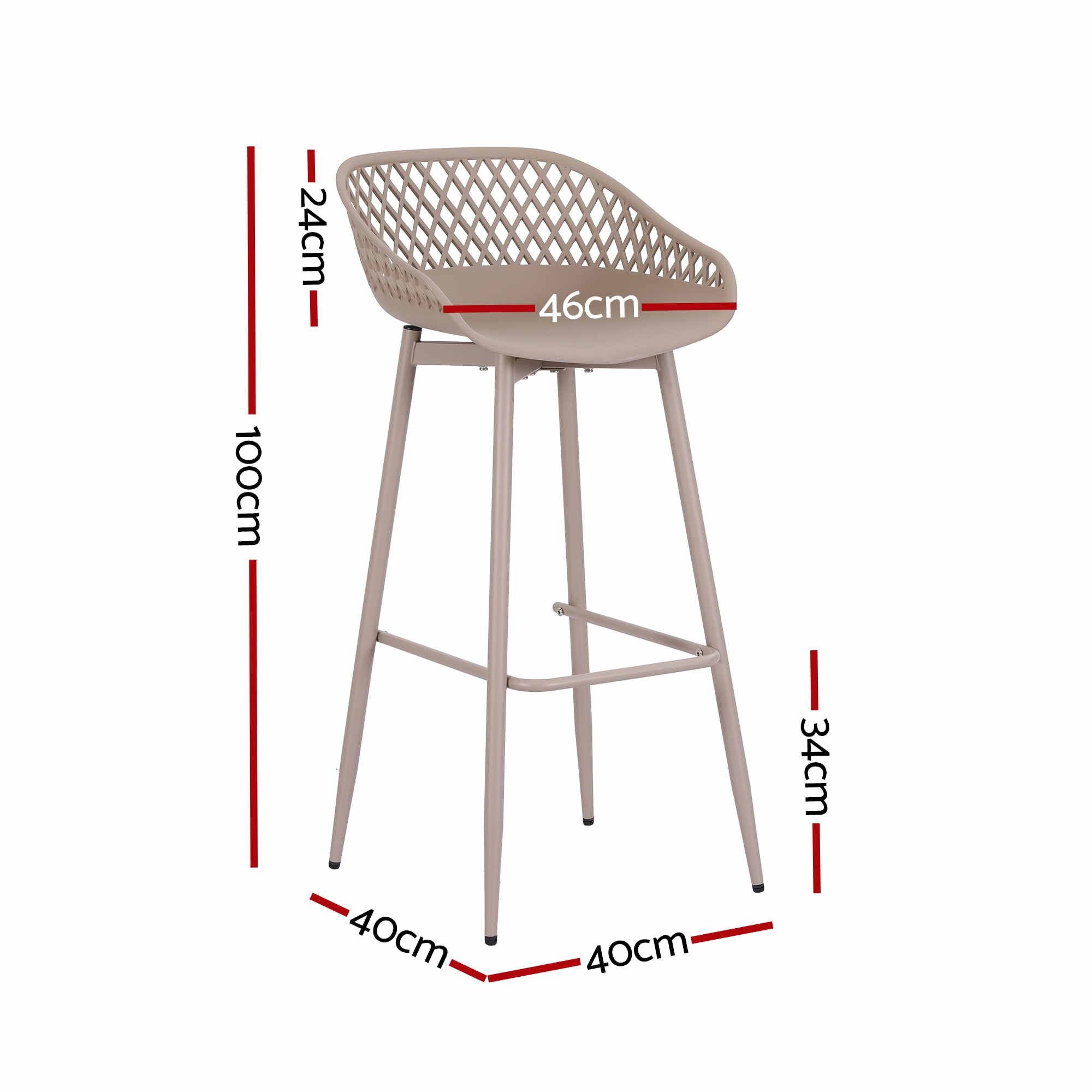 Arlo (Set of 2) Outdoor Bar Stools 76cm - Coffee