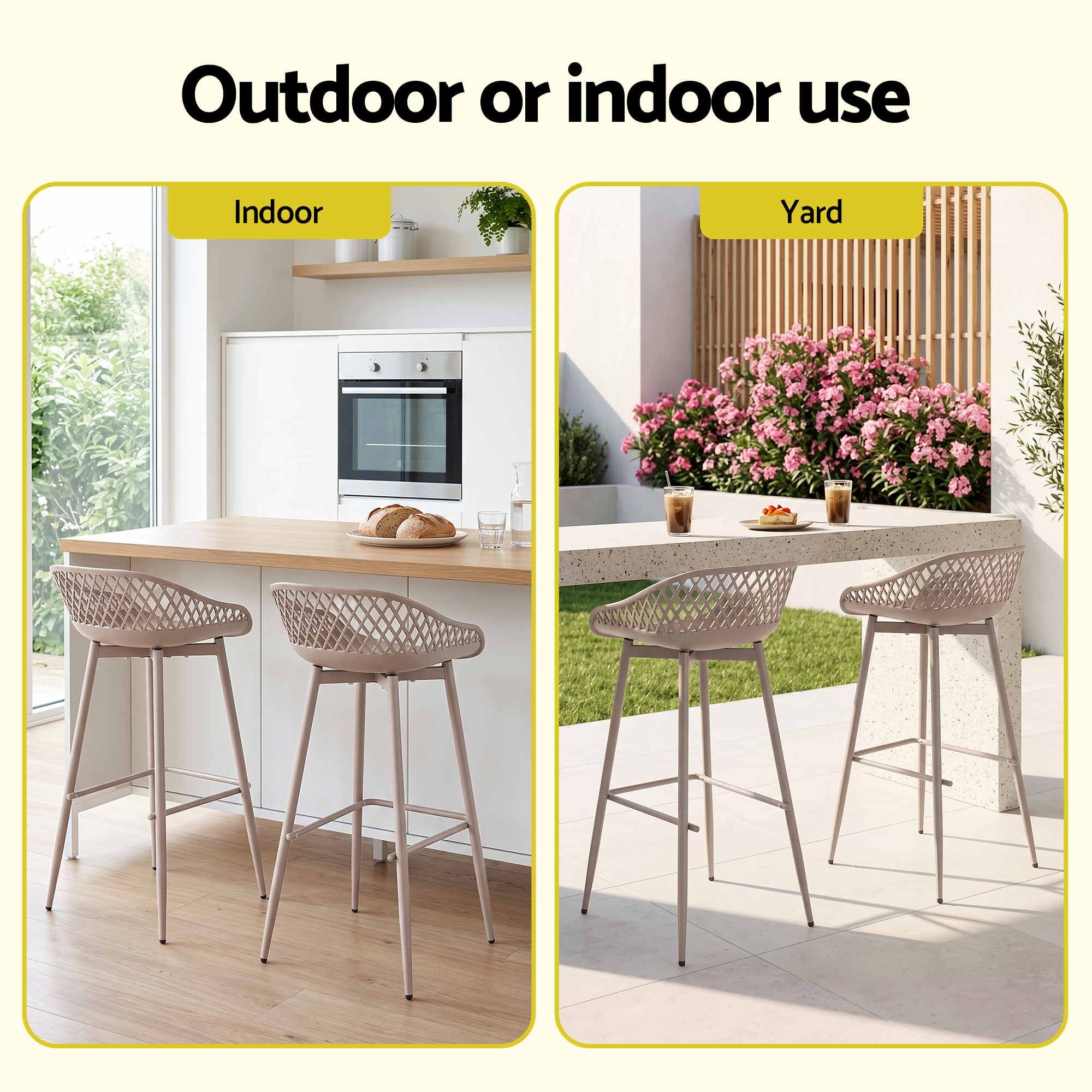 Arlo (Set of 2) Outdoor Bar Stools 76cm - Coffee