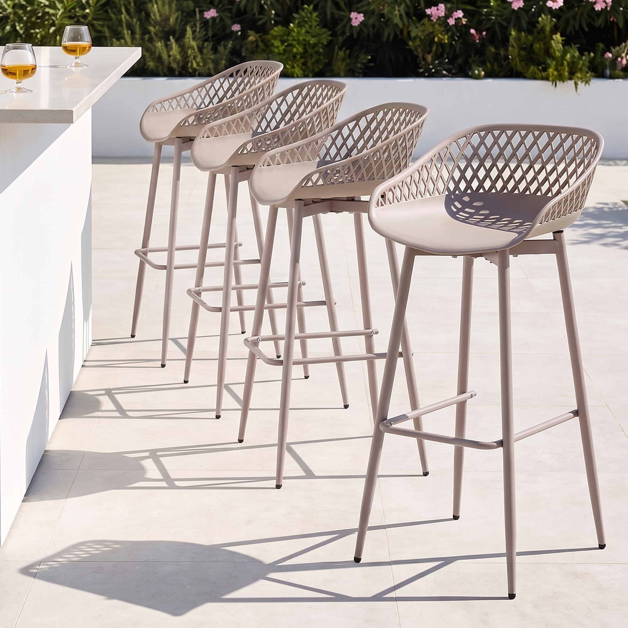 Arlo (Set of 4) Outdoor Bar Stools 76cm - Coffee