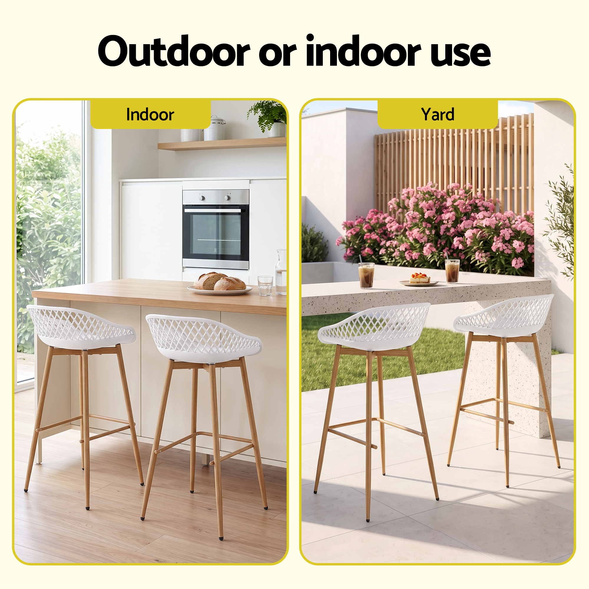 Arlo (Set of 2) Outdoor Bar Stools 76cm - White