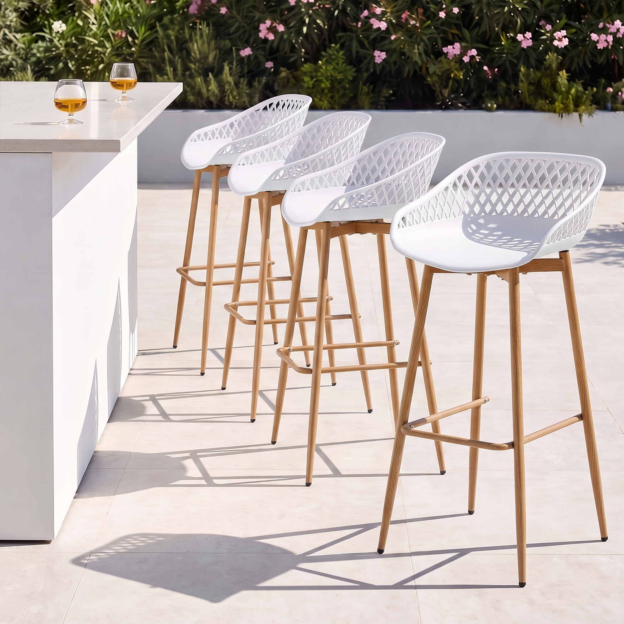 Arlo (Set of 4) Outdoor Bar Stools 76cm - White