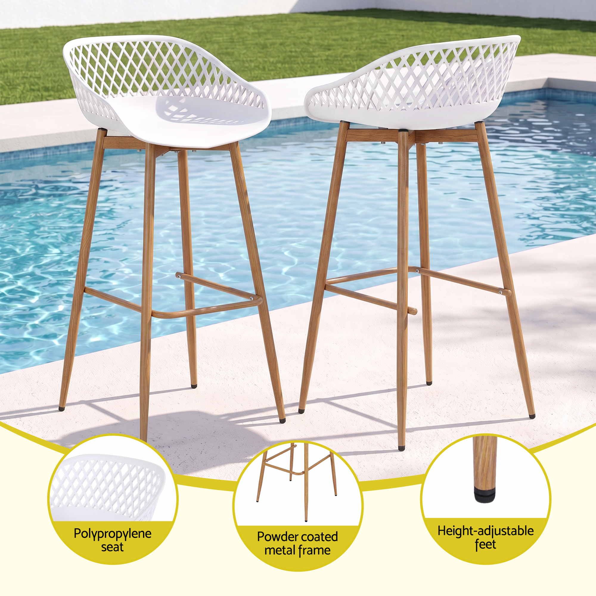 Arlo (Set of 4) Outdoor Bar Stools 76cm - White
