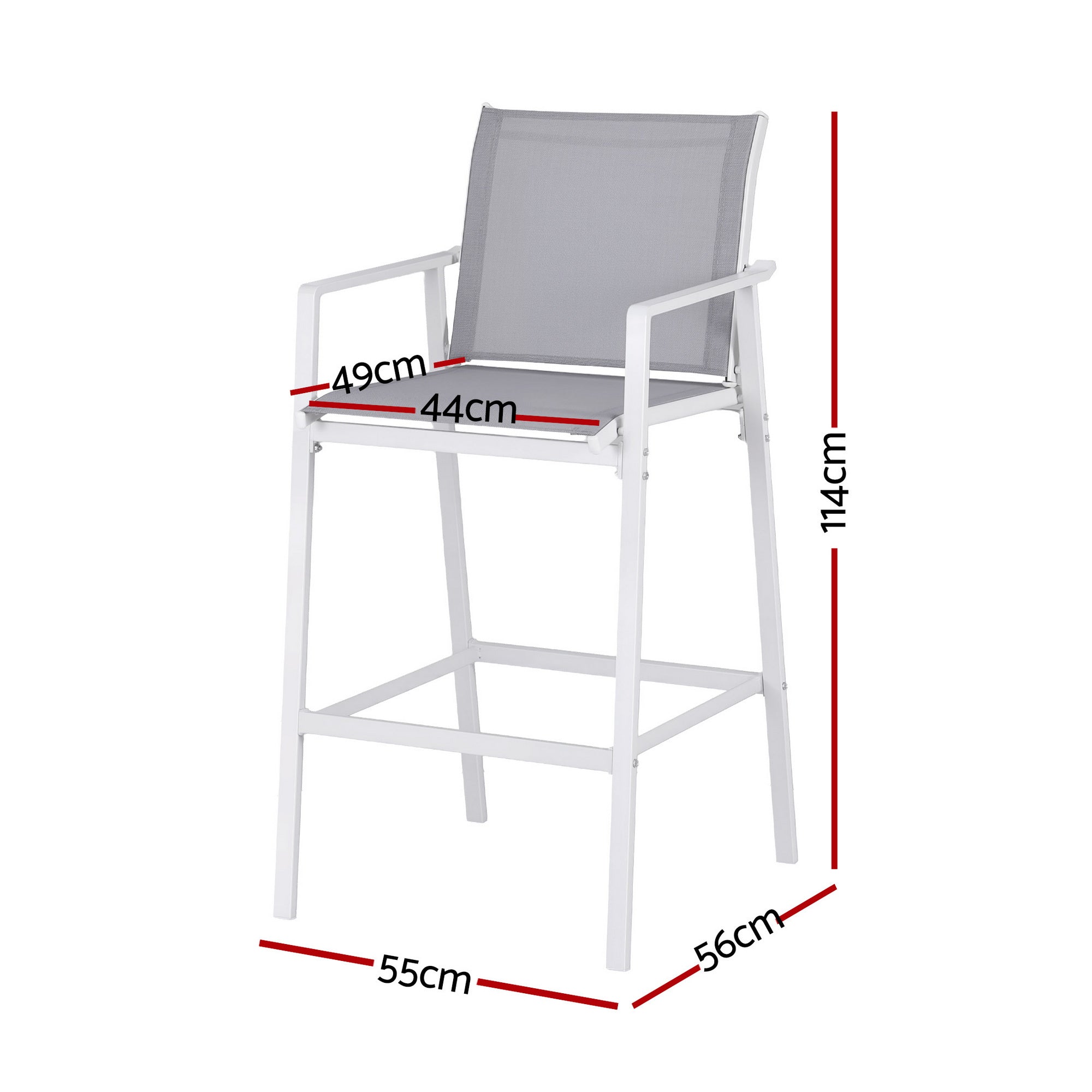 Gardeon 2PC Outdoor Bar Stools Dining Chairs Patio Furniture Garden Steel Textilene White - Homecoze