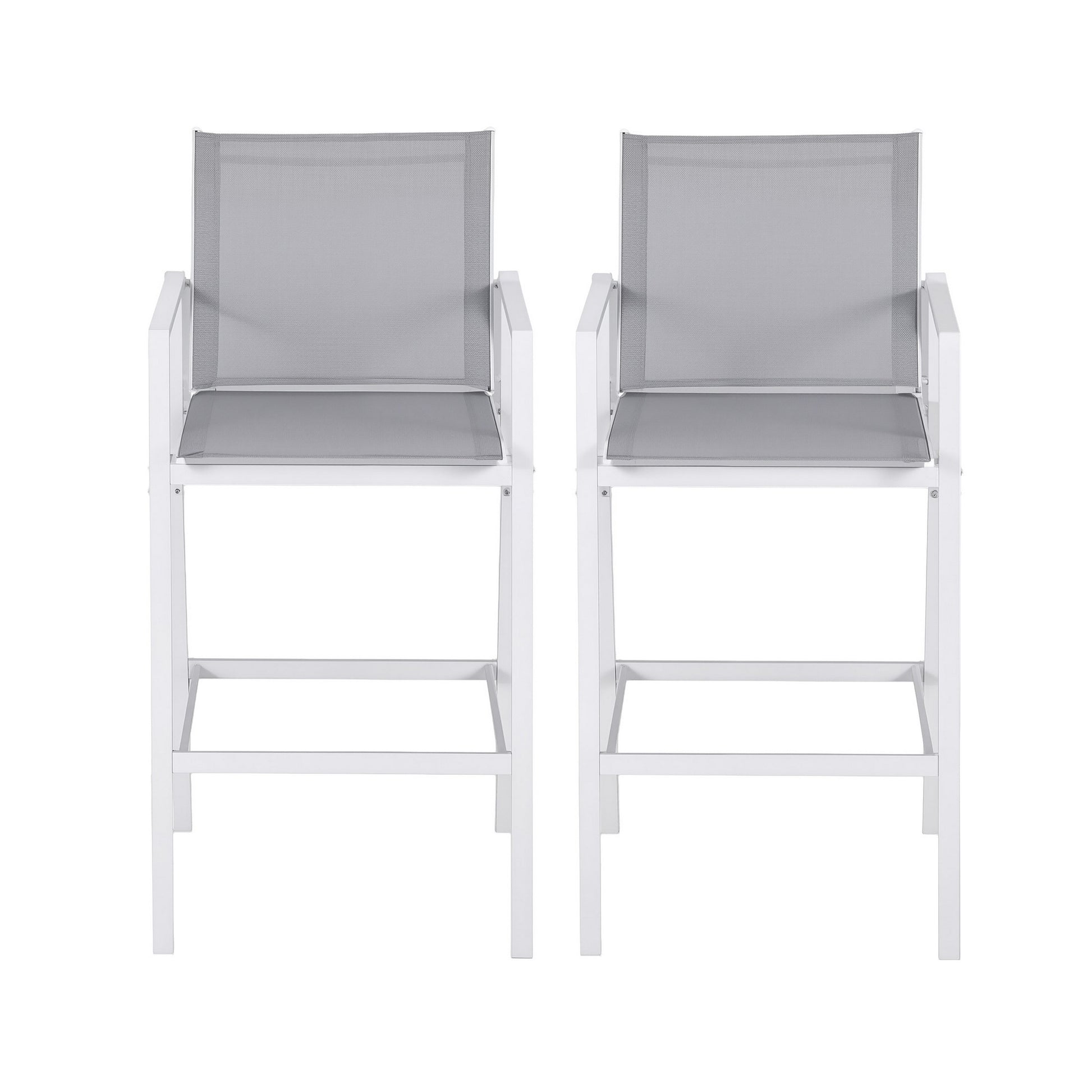 Gardeon 2PC Outdoor Bar Stools Dining Chairs Patio Furniture Garden Steel Textilene White - Homecoze