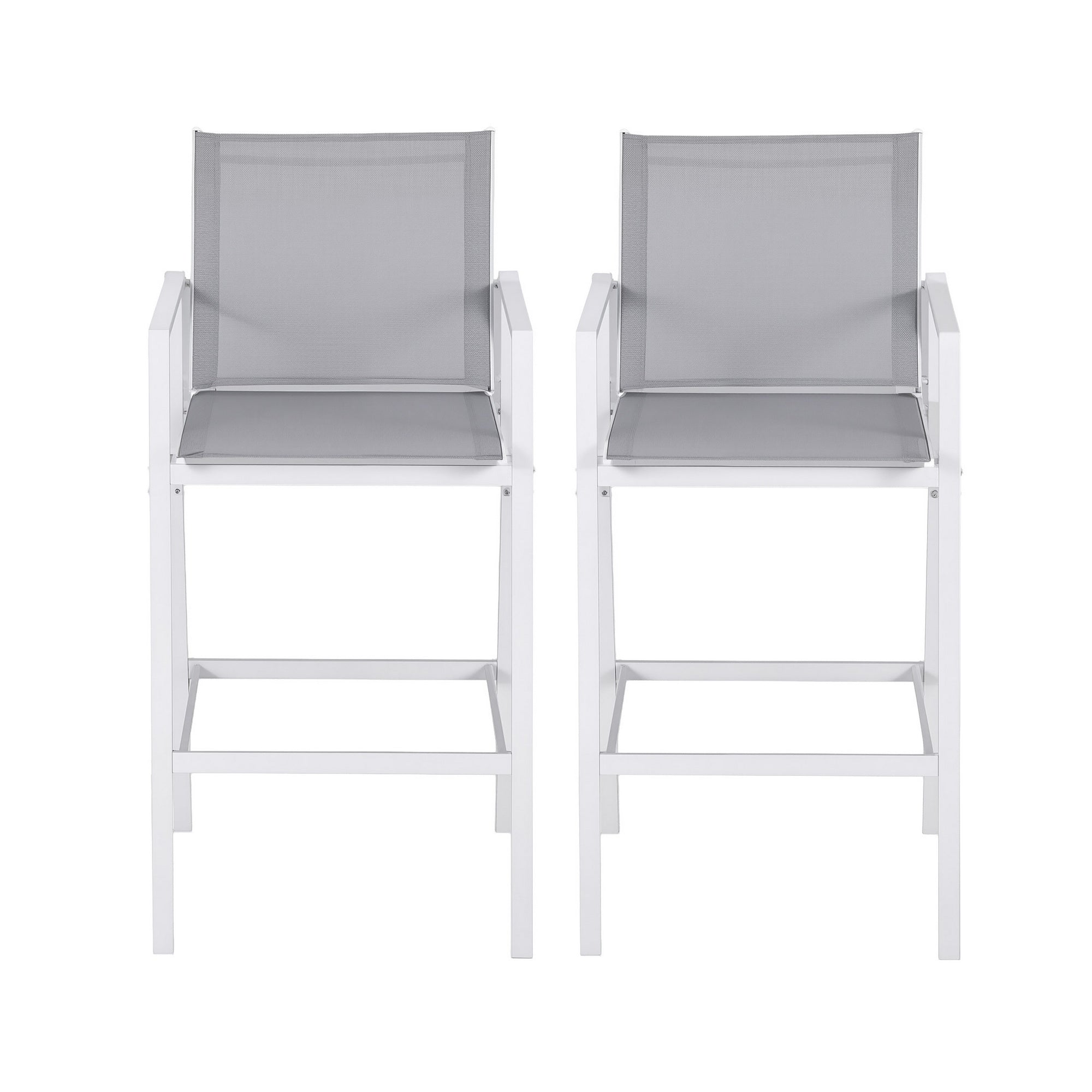 Gardeon 2PC Outdoor Bar Stools Dining Chairs Patio Furniture Garden Steel Textilene White - Homecoze