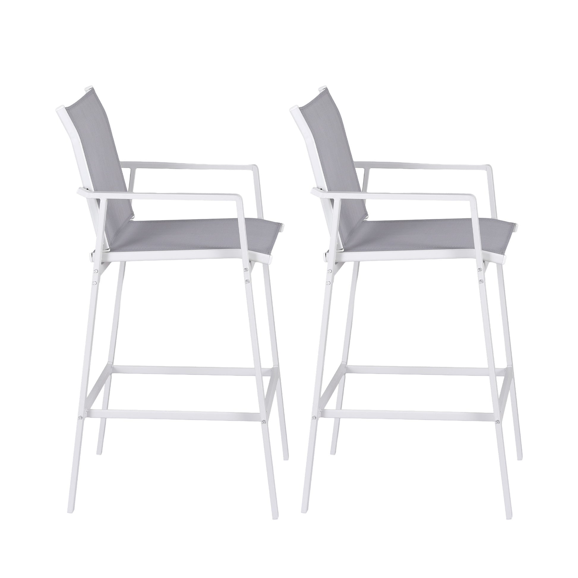 Gardeon 2PC Outdoor Bar Stools Dining Chairs Patio Furniture Garden Steel Textilene White - Homecoze