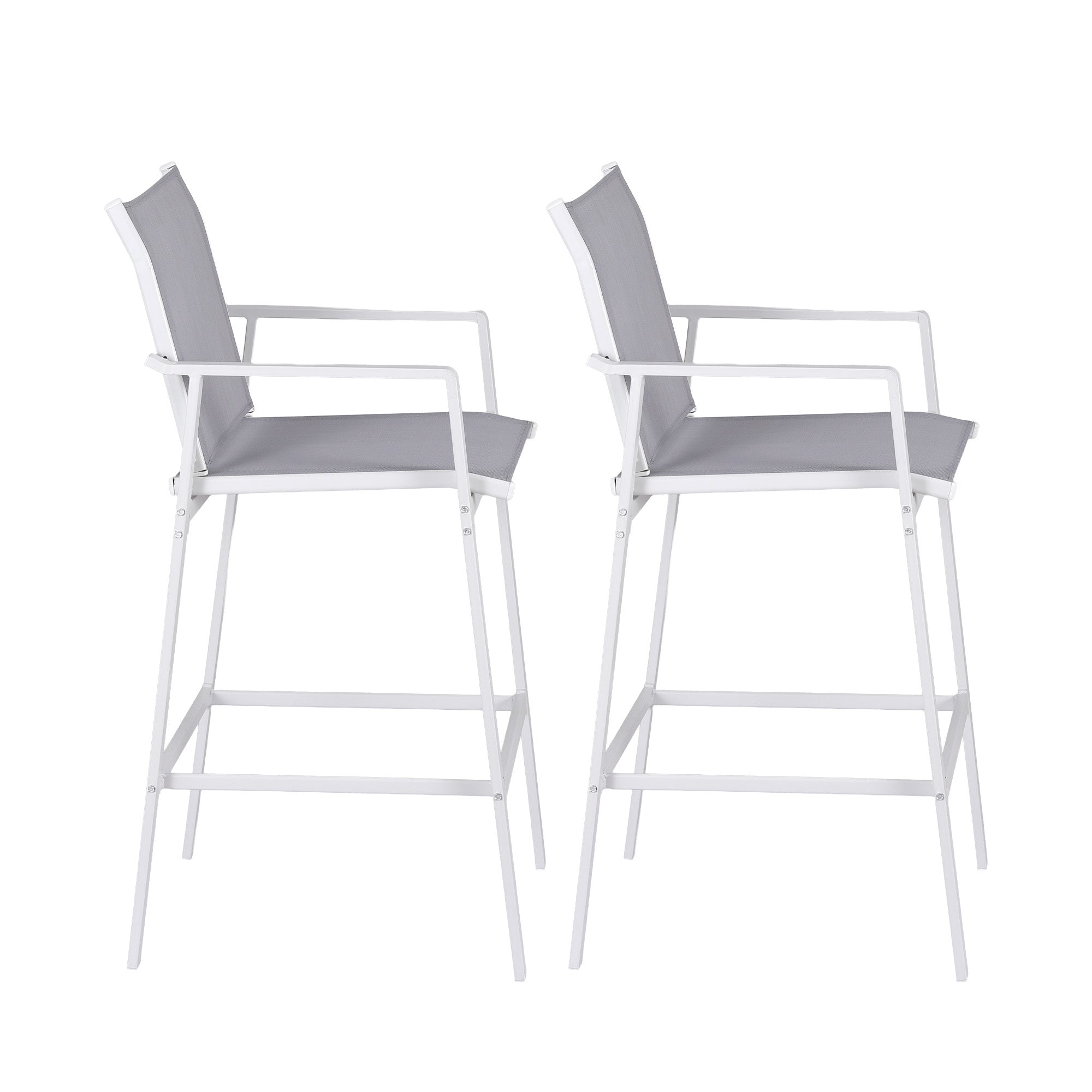 Gardeon 2PC Outdoor Bar Stools Dining Chairs Patio Furniture Garden Steel Textilene White - Homecoze