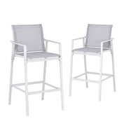 Gardeon 2PC Outdoor Bar Stools Dining Chairs Patio Furniture Garden Steel Textilene White - Homecoze