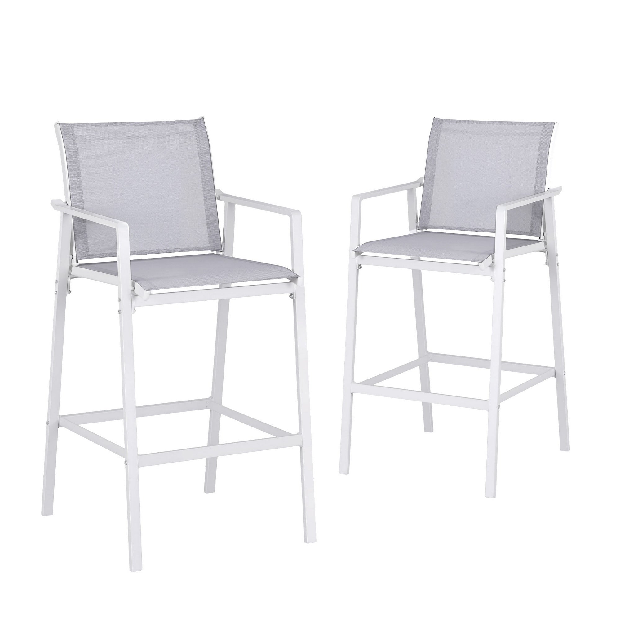 Gardeon 2PC Outdoor Bar Stools Dining Chairs Patio Furniture Garden Steel Textilene White - Homecoze