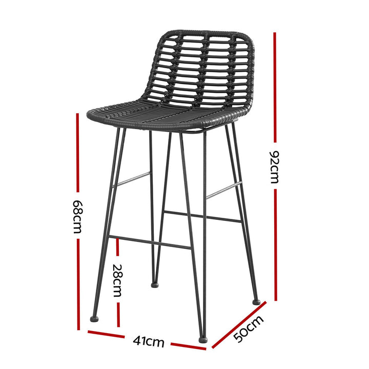 Sage (Set of 2) Outdoor Bistro Bar Stools 68cm - Black