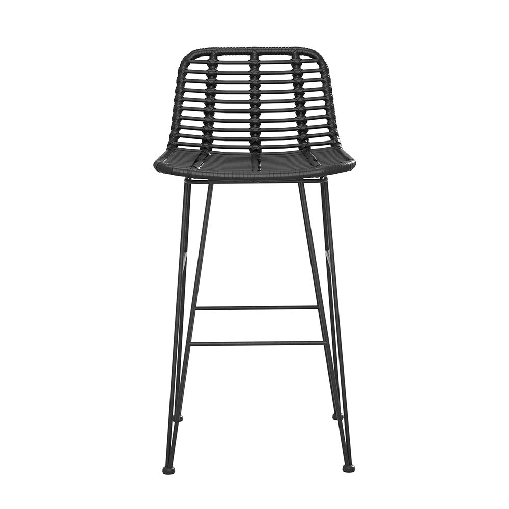 Sage (Set of 2) Outdoor Bistro Bar Stools 68cm - Black - Homecoze