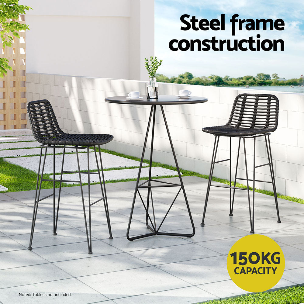Sage (Set of 2) Outdoor Bistro Bar Stools 68cm - Black - Homecoze