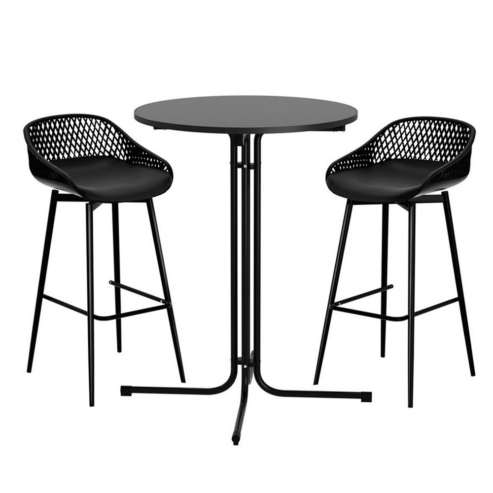 Arlo 3PC Outdoor Bar Table & Stool Set - Black - Homecoze