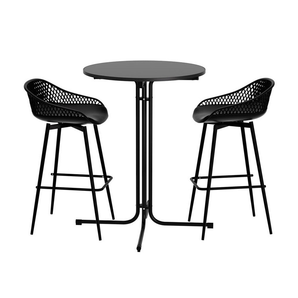 Arlo 3PC Outdoor Bar Table & Stool Set - Black - Homecoze