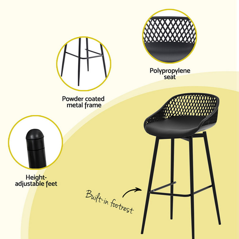 Arlo 3PC Outdoor Bar Table & Stool Set - Black - Homecoze
