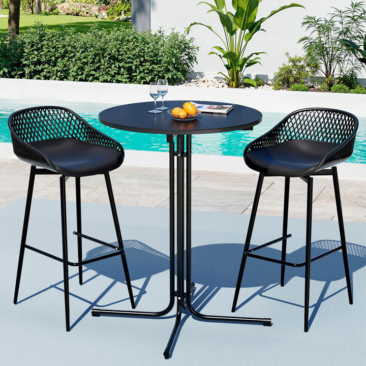 Arlo 3PC Outdoor Bar Table & Stool Set - Black - Homecoze