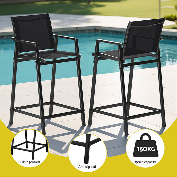 Jett 3PC Outdoor Bar Table & Stool Set - Black - Homecoze