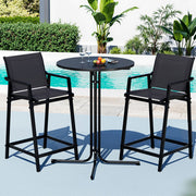 Jett 3PC Outdoor Bar Table & Stool Set - Black - Homecoze