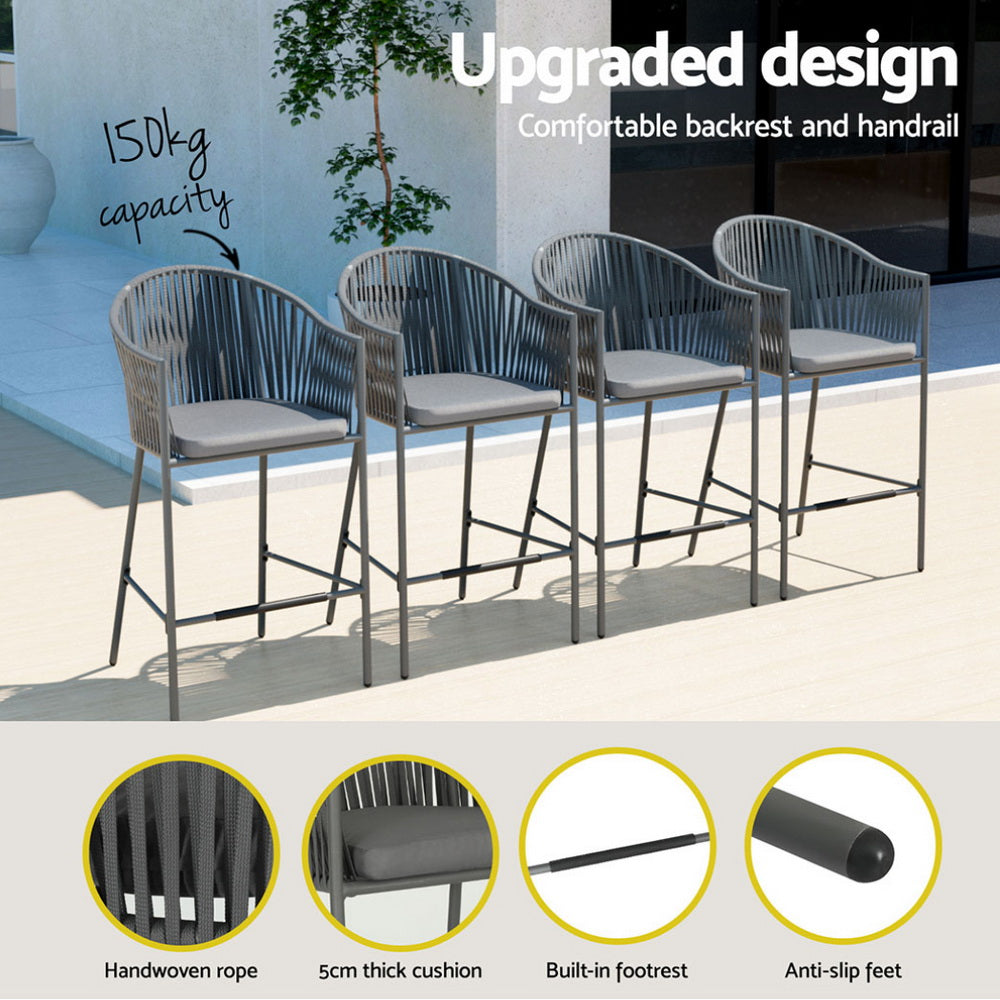 5PC Outdoor Bar Table & Stool Dining Set - Grey - Homecoze