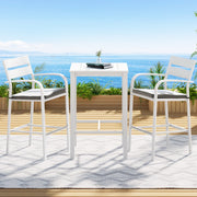 3 PC Outdoor Bistro Bar Table & Stools Set - White - Homecoze