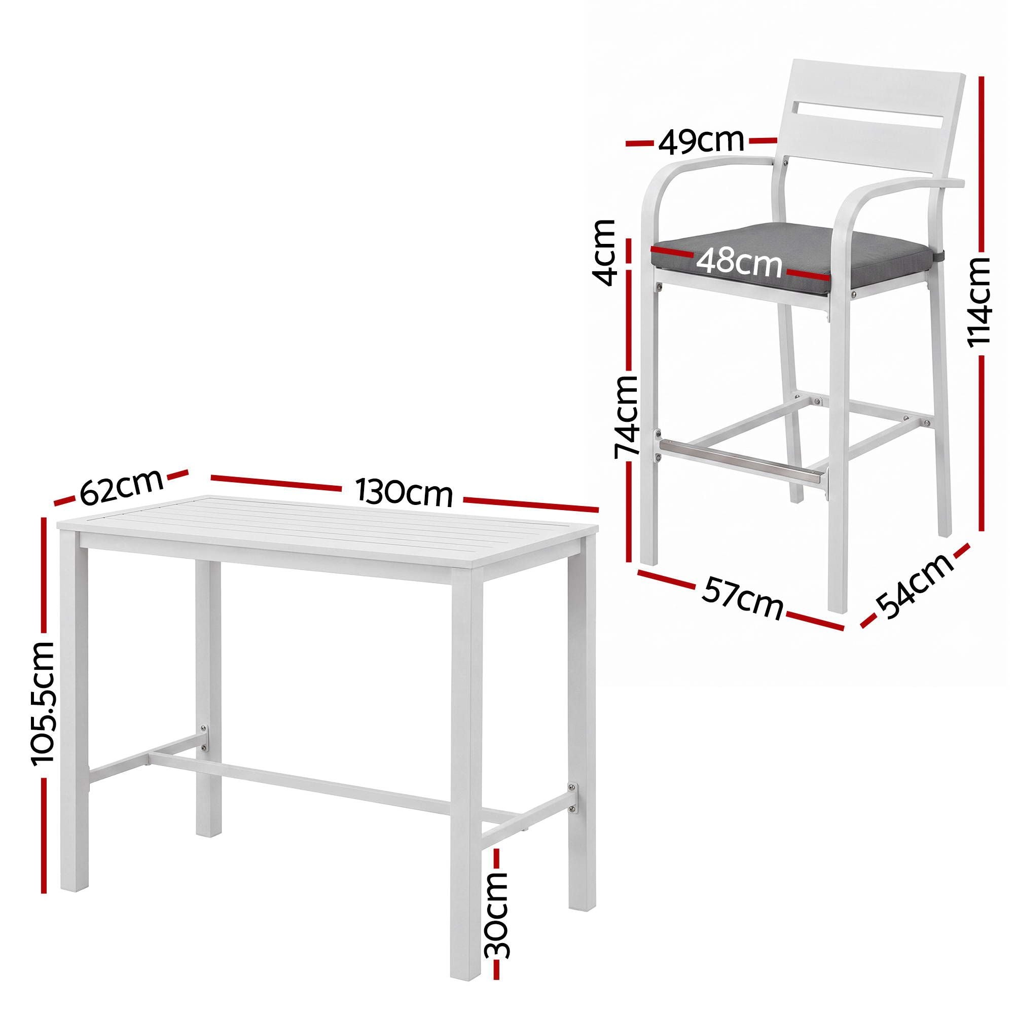 Gardeon Outdoor Bar Set 5-Piece Patio Dining Chairs Aluminium Table Stools White - Homecoze