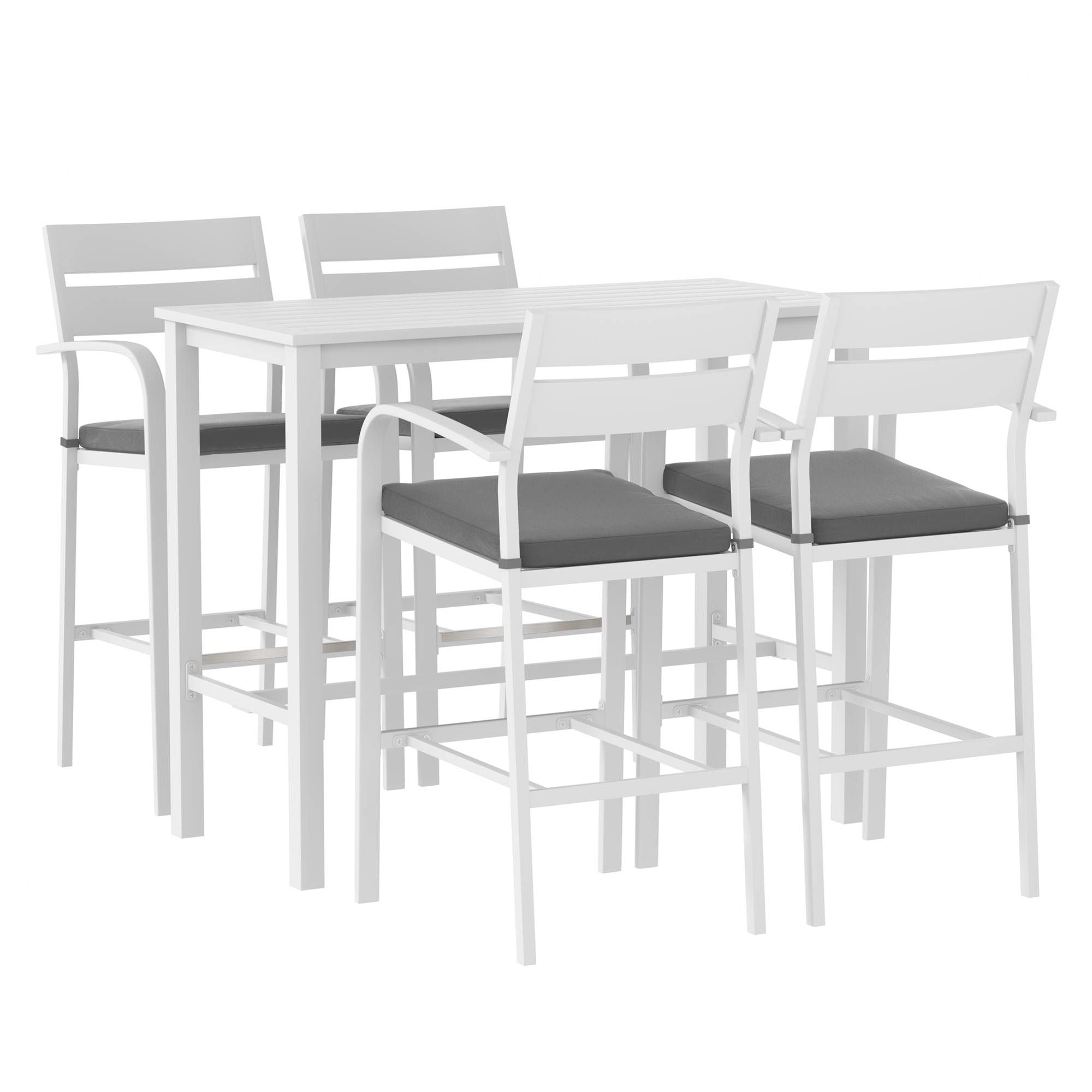 Gardeon Outdoor Bar Set 5-Piece Patio Dining Chairs Aluminium Table Stools White - Homecoze