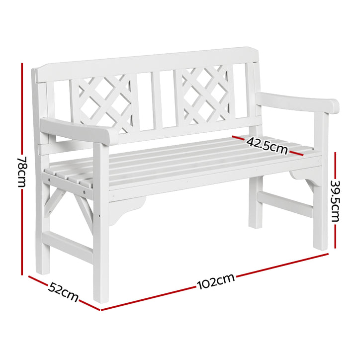 Wooden 2 Seater Garden Bench Chair - White