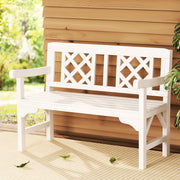 Wooden 2 Seater Garden Bench Chair - White - Homecoze