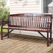 Wooden 3 Seater Garden Bench Chair - Charcoal Brown - Homecoze