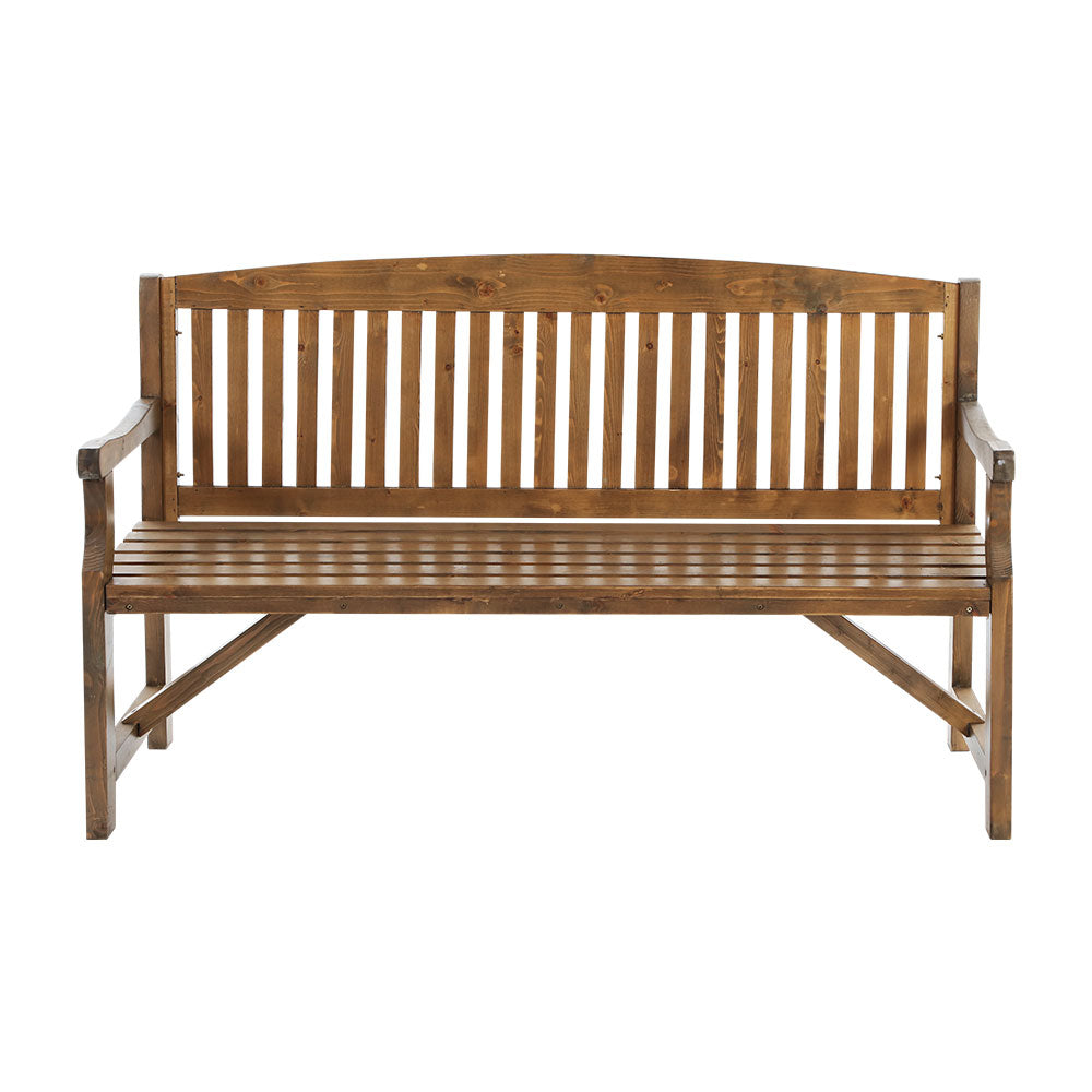 Wooden 3 Seater Garden Bench Chair - Brown - Homecoze