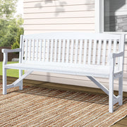 Wooden 3 Seater Garden Bench Chair - White - Homecoze