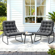 Gardeon 3PC Outdoor Bistro Set Patio Furniture Table and Chairs Steel Dining Chair - Homecoze