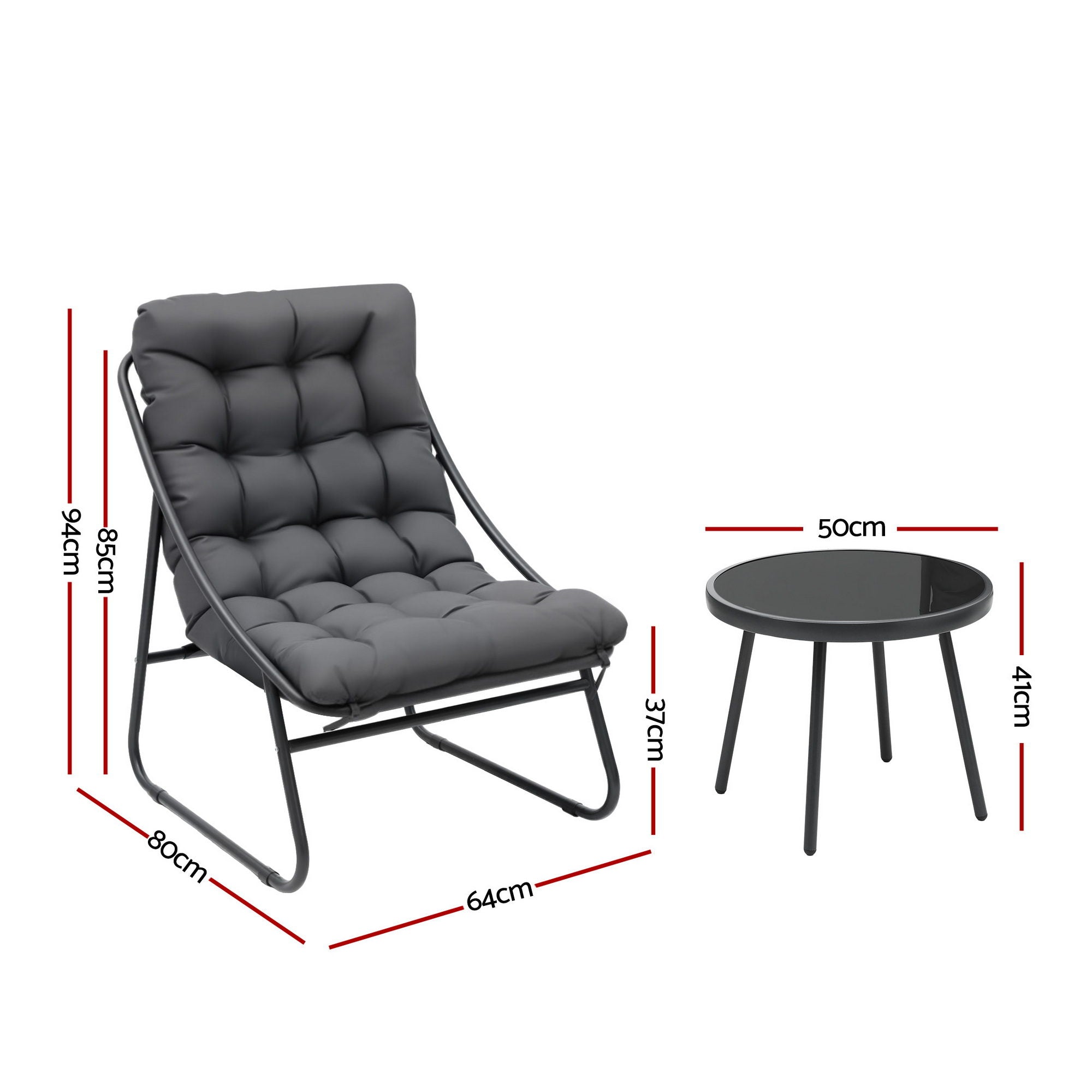 Gardeon 3PC Outdoor Bistro Set Patio Furniture Table and Chairs Steel Dining Chair - Homecoze