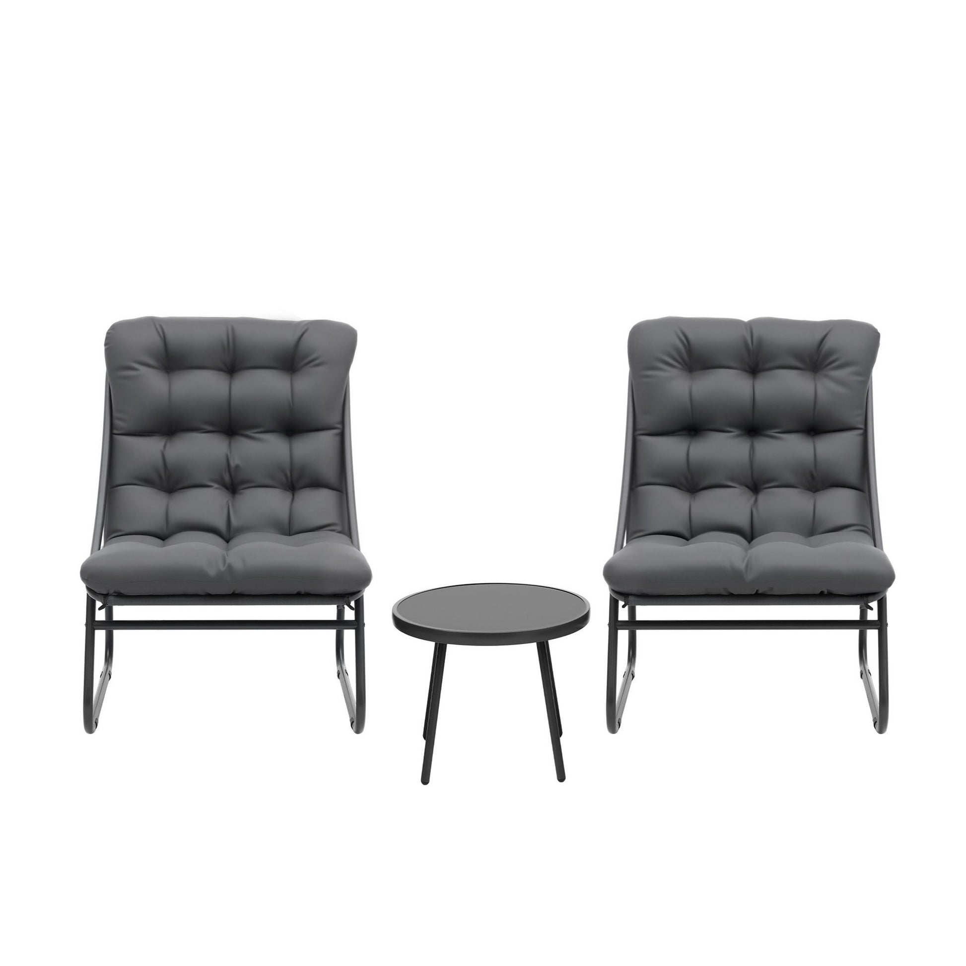 Gardeon 3PC Outdoor Bistro Set Patio Furniture Table and Chairs Steel Dining Chair - Homecoze
