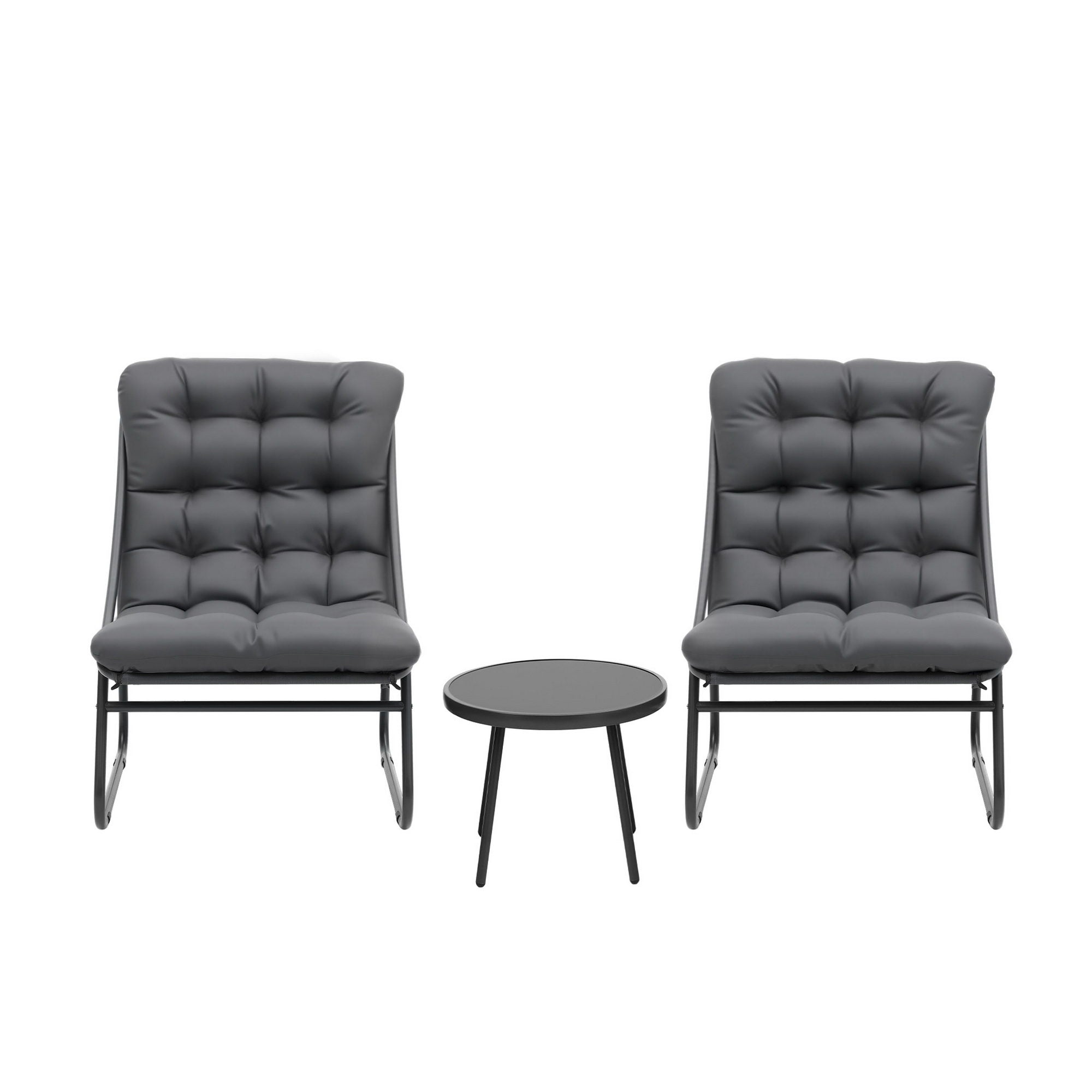 Gardeon 3PC Outdoor Bistro Set Patio Furniture Table and Chairs Steel Dining Chair - Homecoze