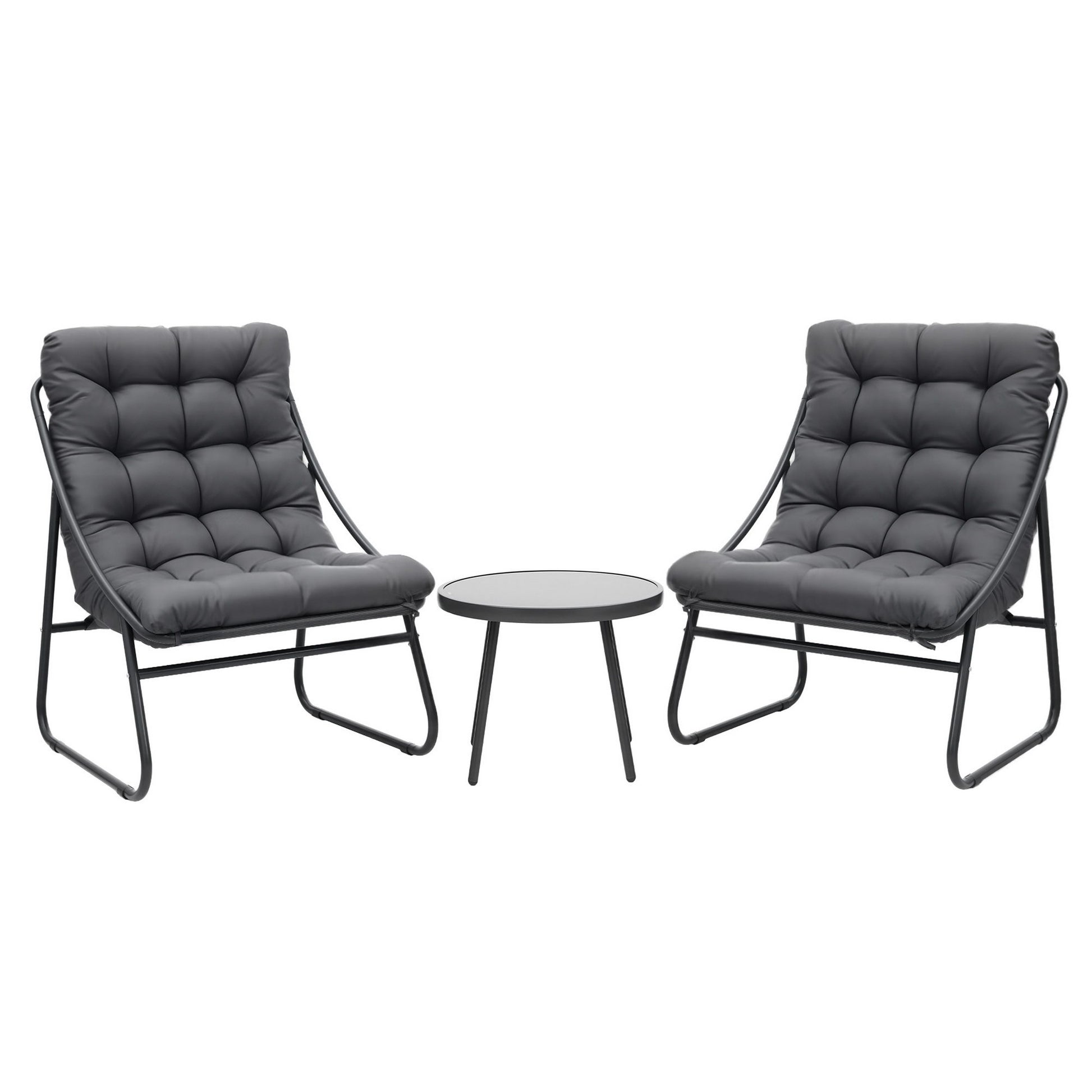Gardeon 3PC Outdoor Bistro Set Patio Furniture Table and Chairs Steel Dining Chair - Homecoze