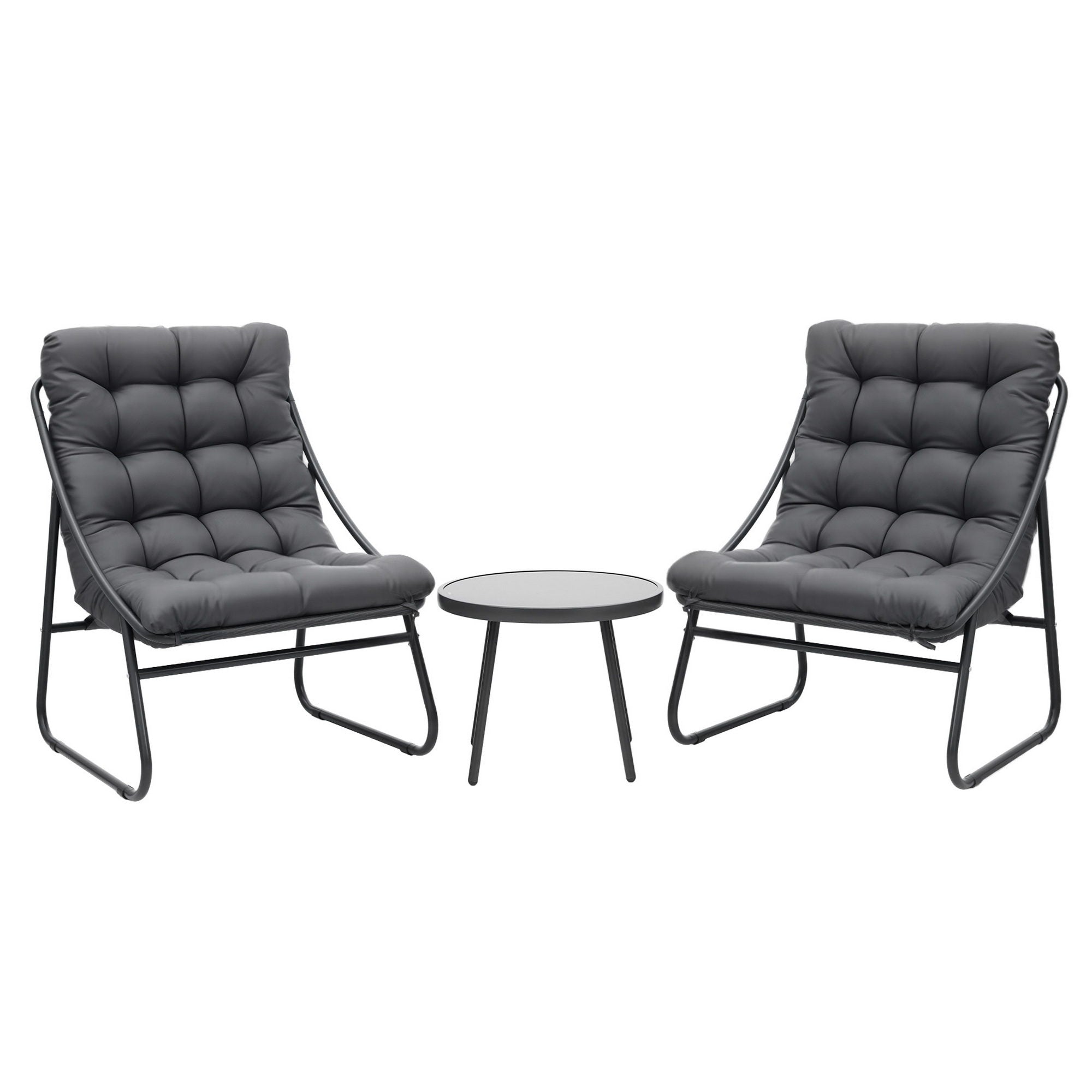 Gardeon 3PC Outdoor Bistro Set Patio Furniture Table and Chairs Steel Dining Chair - Homecoze