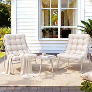 3-Piece Cushioned Outdoor Bistro Set – Khaki & Beige
